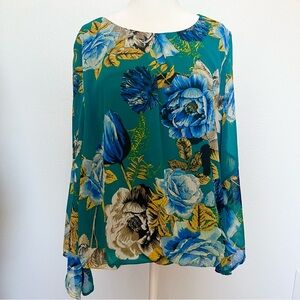 [Apt. 9] Teal and Blue Floral Blouse